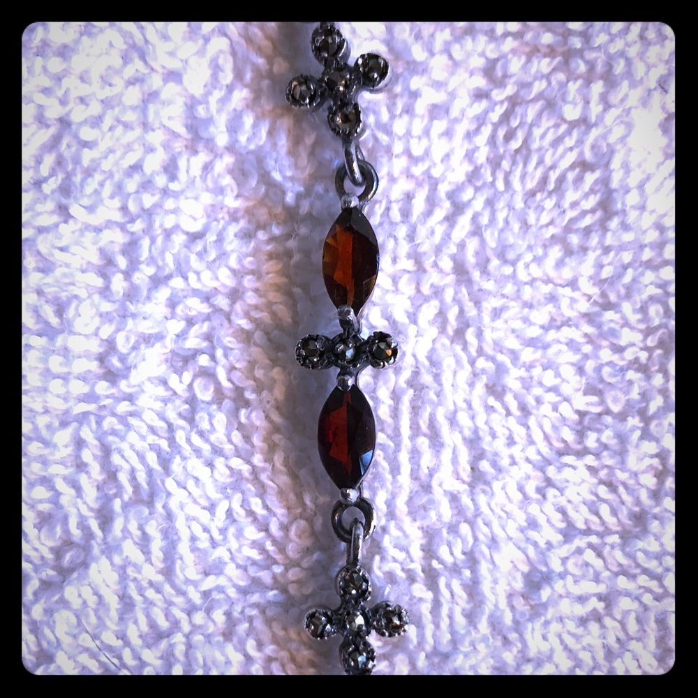 Silver Bracelet with Garnet colored stones